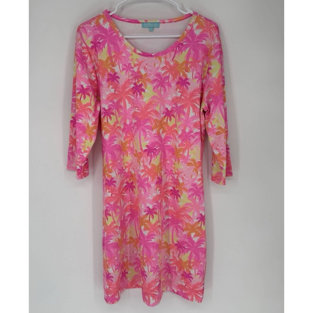 Anthonys Resort Wear Dress Large Pink Tropical Beach Vacation Coastal Dopamine